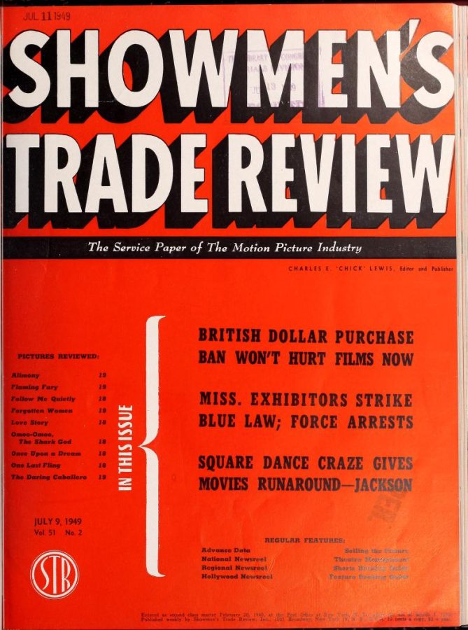 SHOWMENS TRADE REVIEW magazine side cover 9 July 1949
