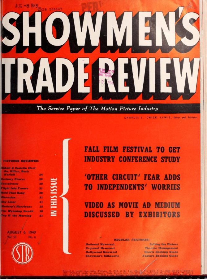 SHOWMENS TRADE REVIEW magazine side cover 6 August 1949