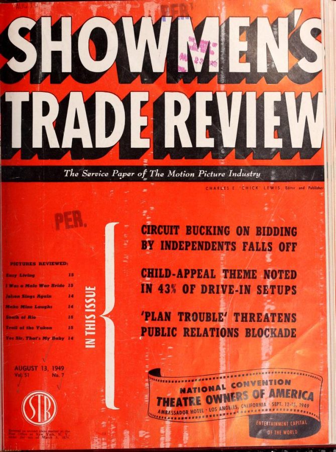 SHOWMENS TRADE REVIEW magazine side cover 13 August 1949