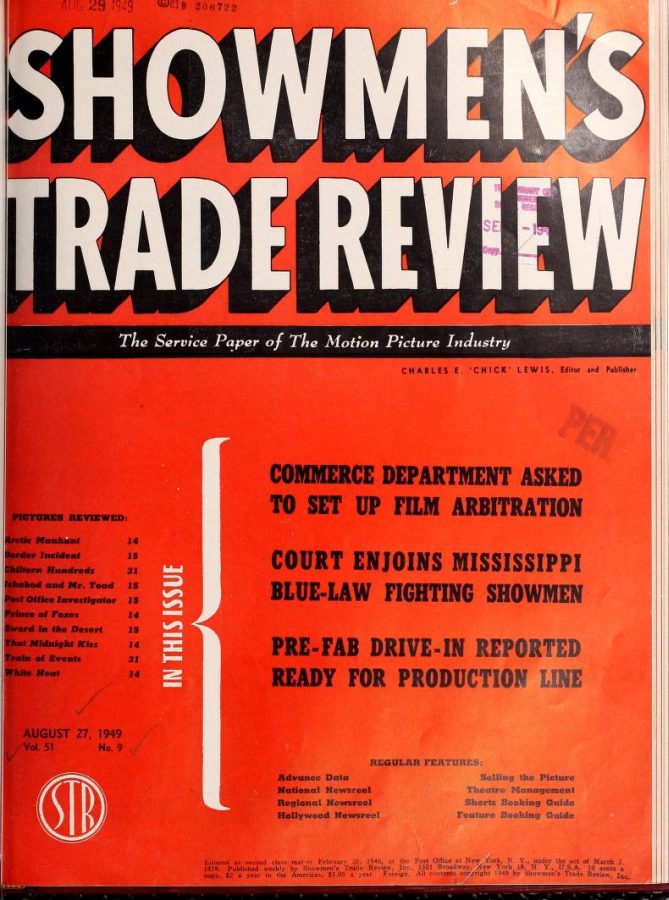 SHOWMENS TRADE REVIEW magazine side cover 27 August 1949
