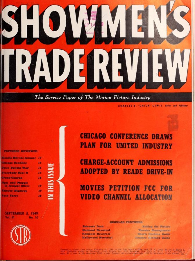SHOWMENS TRADE REVIEW magazine side cover 3 September 1949