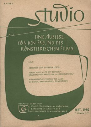 STUDIO (G) magazine side cover September 1960