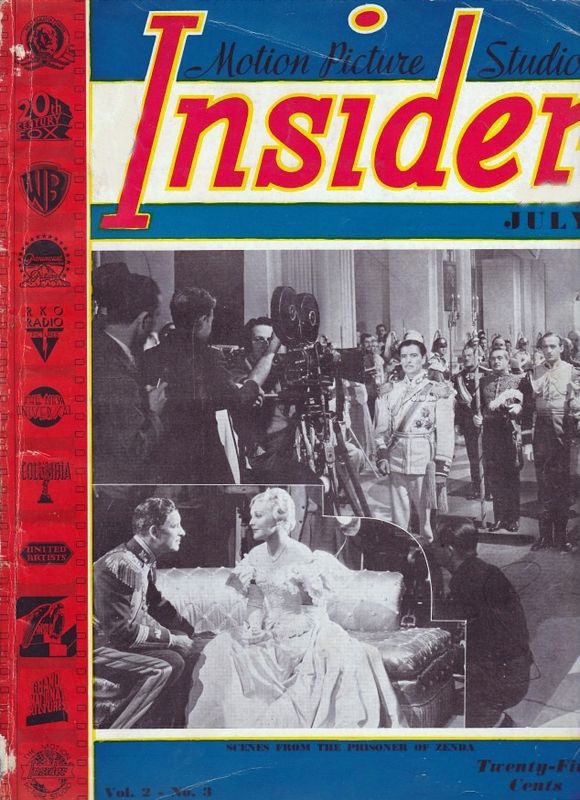 MOTION PICTURE STUDIO INSIDER magazine side cover  Vol 2 No  3 July 1937