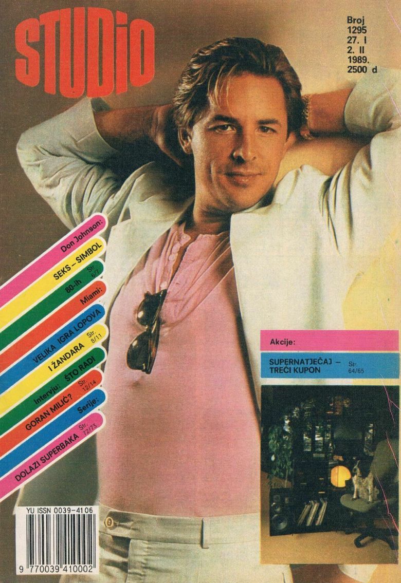 STUDIO (Yugo) magazine side cover Issue 1295 27 February 1989