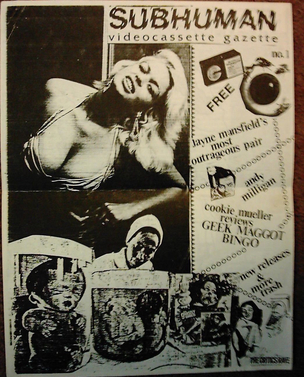 SUBHUMAN magazine side cover Issue 1  1986