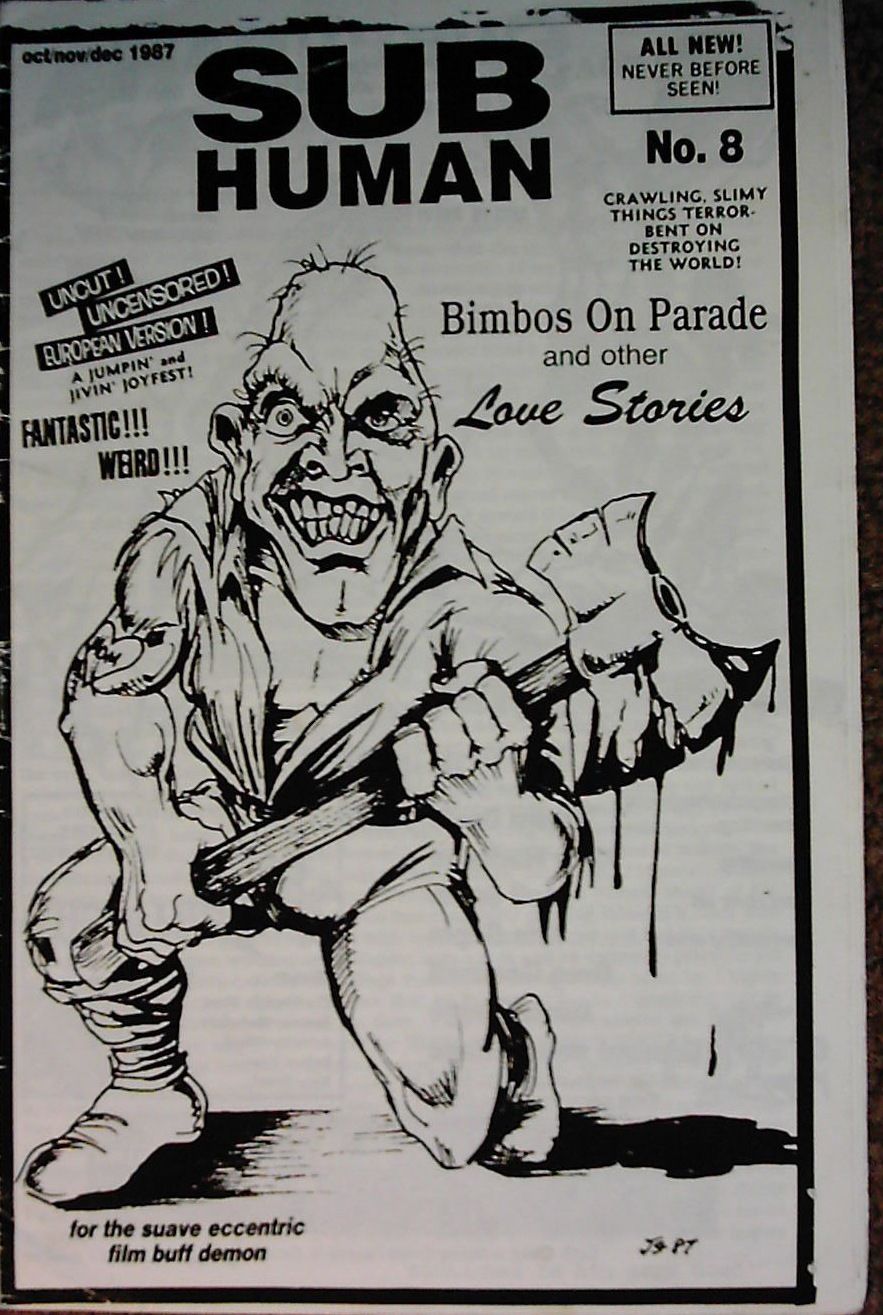 SUBHUMAN magazine side cover Issue 8 October/December 1987