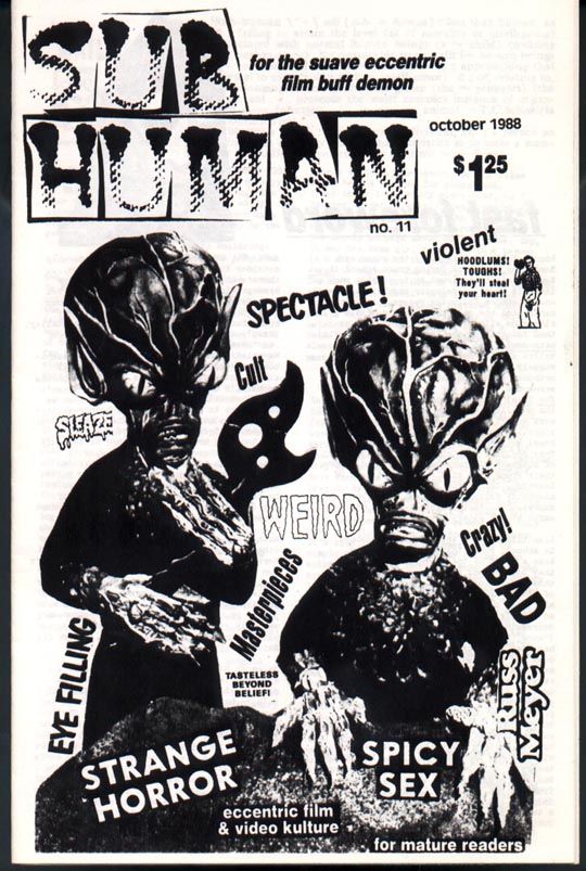 SUBHUMAN magazine side cover Issue 11 October 1988