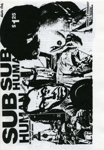 SUBHUMAN magazine side cover Issue 12 February/March 1989