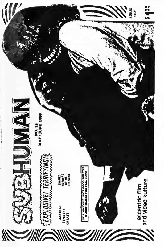 SUBHUMAN magazine side cover Issue 13 May/June 1989