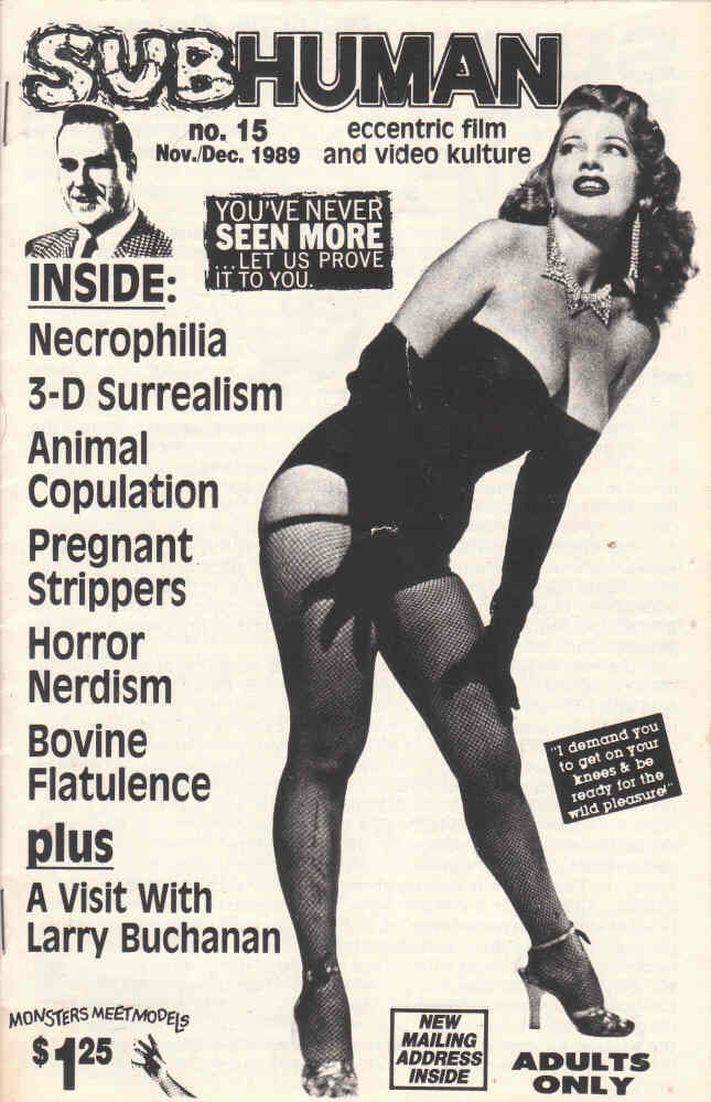 SUBHUMAN magazine side cover Issue 15 November-December 1989