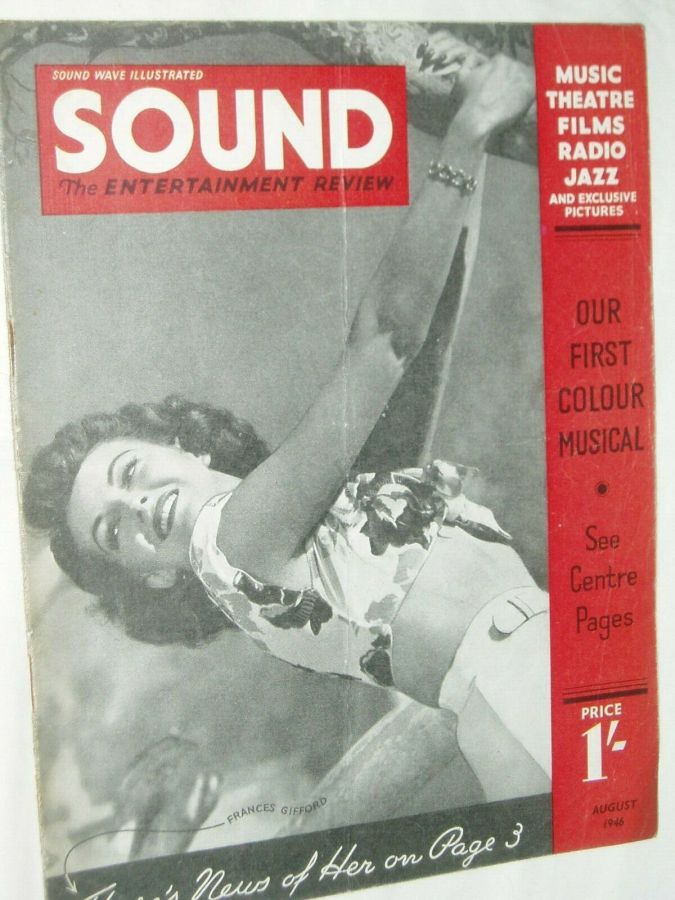 SOUND (UK) magazine side cover  August 1946