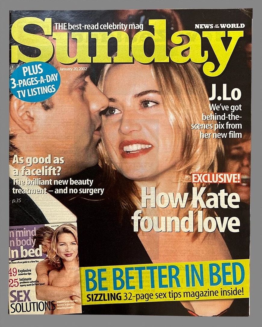 NEWS OF THE WORLD SUNDAY magazine side cover 20 January 2002
