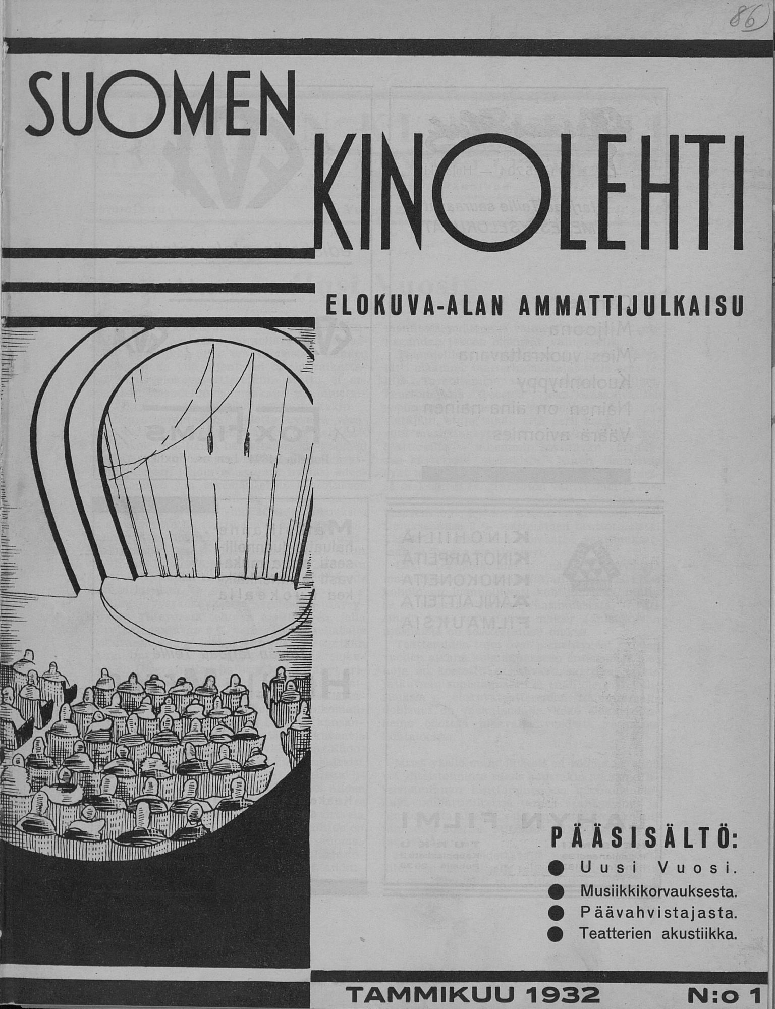 SUOMEN KINOLEHTI magazine side cover Issue 1 1 January 1932