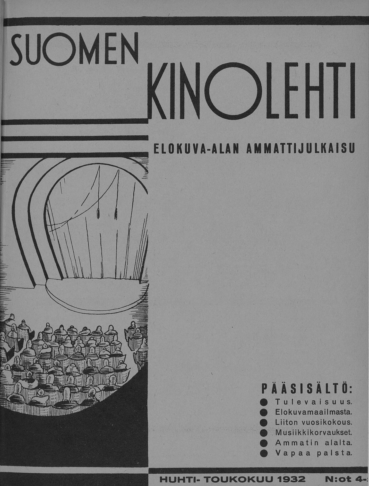 SUOMEN KINOLEHTI magazine side cover Issue 4-5 1 May 1932