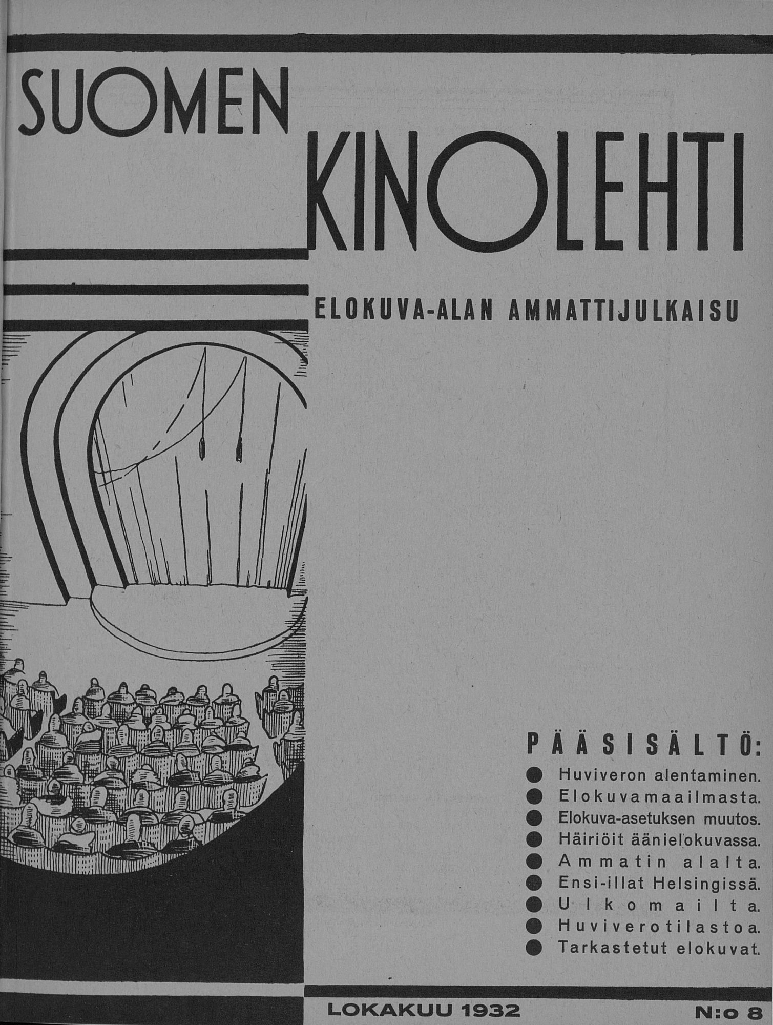 SUOMEN KINOLEHTI magazine side cover Issue 8   1932