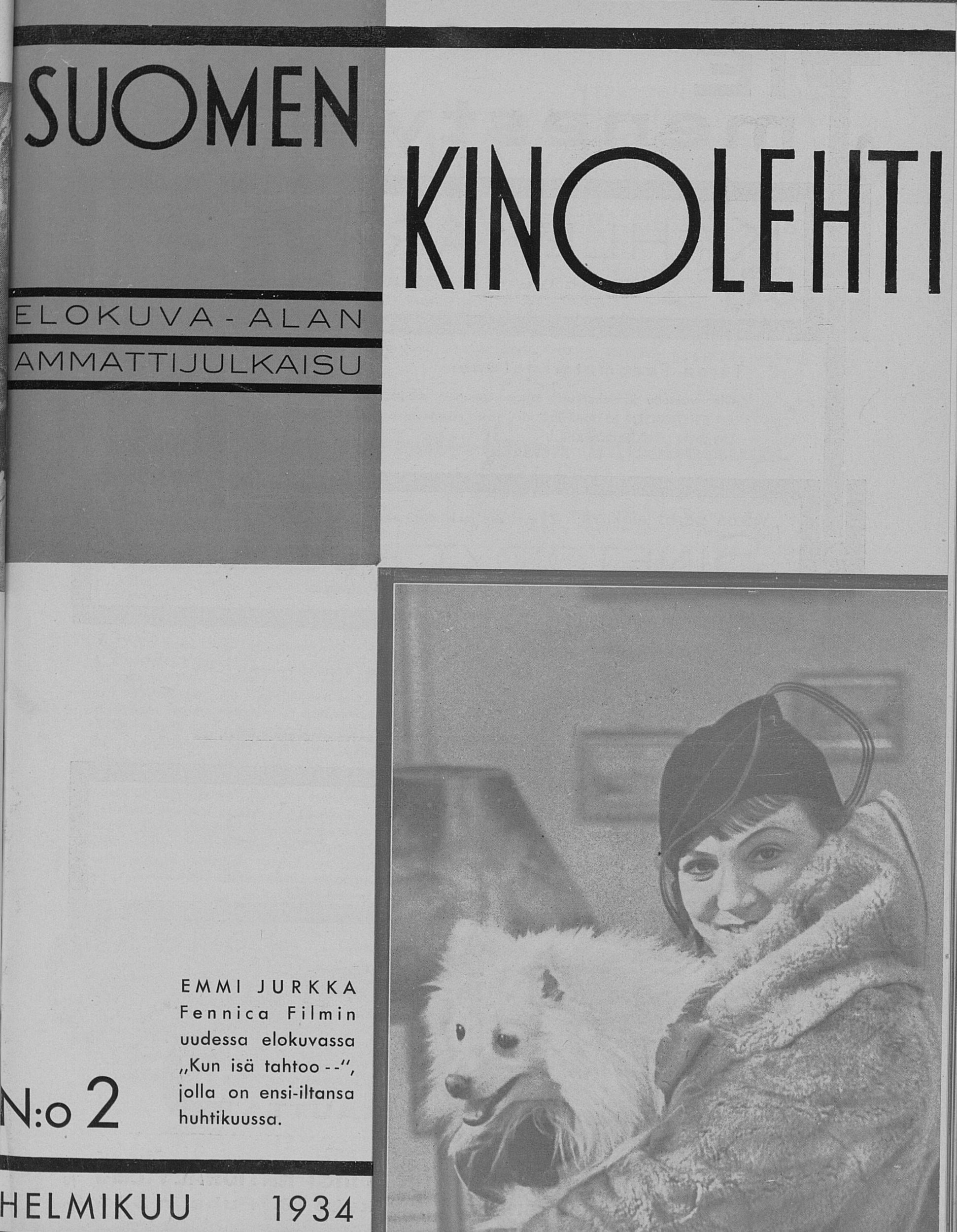 SUOMEN KINOLEHTI magazine side cover Issue 2   1934