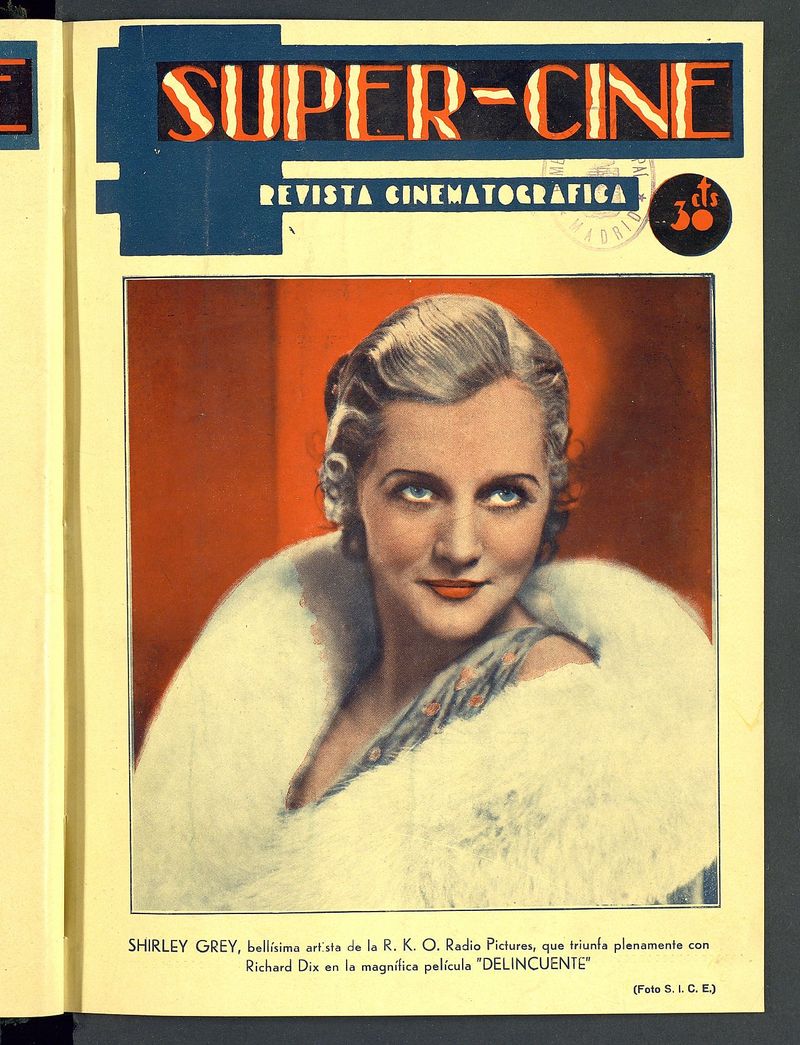 SUPER CINE magazine side cover Issue 6 15 February 1933