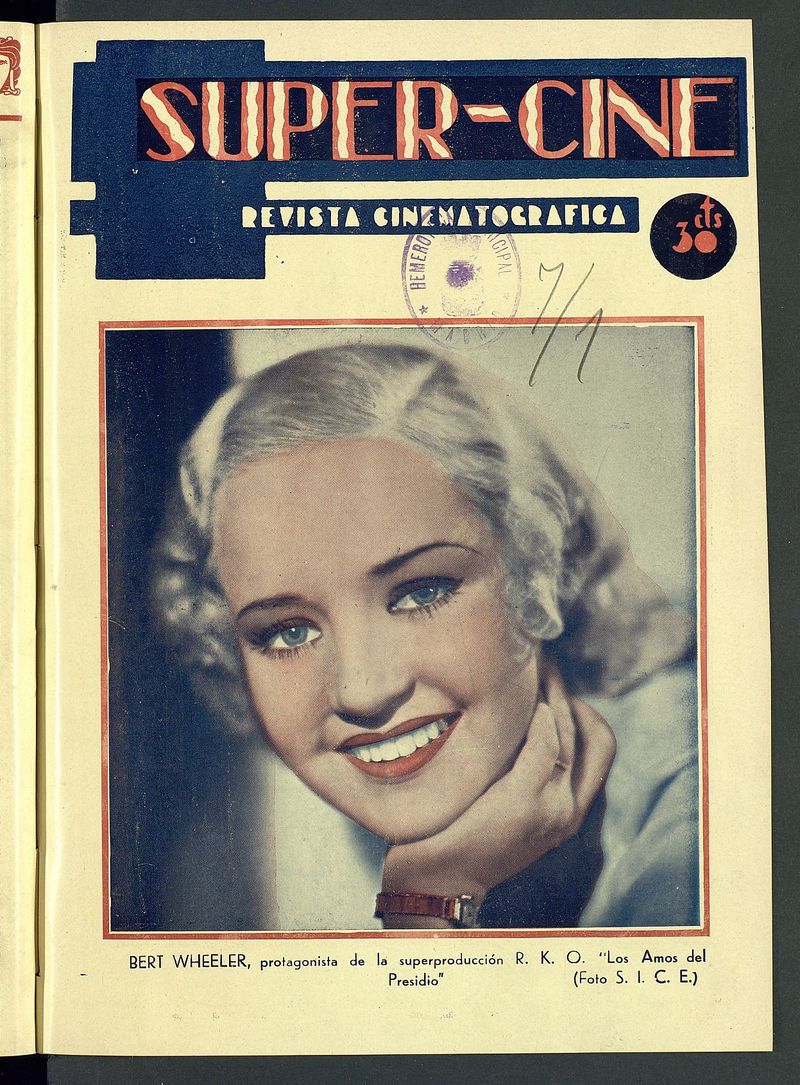 SUPER CINE magazine side cover Issue 14 15 June 1933