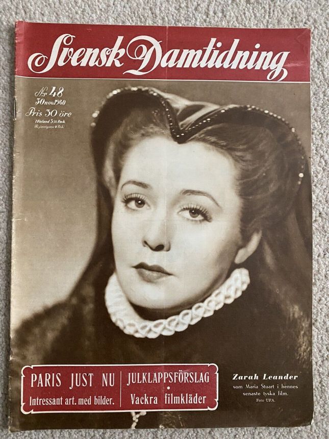 SVENSK DAMTIDNING magazine side cover Issue 48 30 November 1940