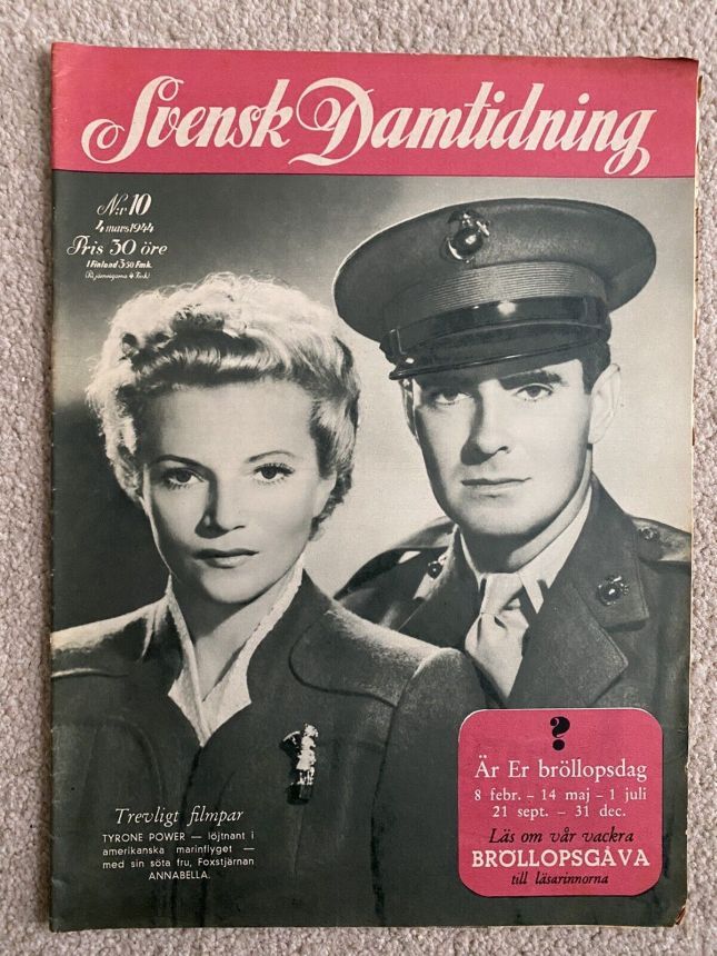 SVENSK DAMTIDNING magazine side cover Issue 10 4 March 1944