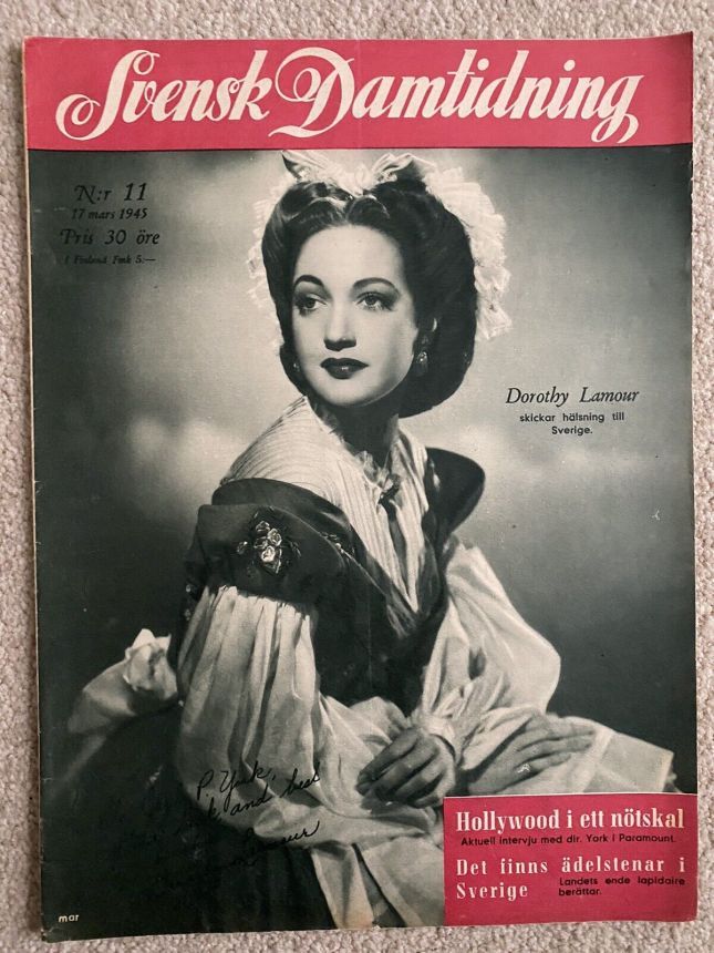 SVENSK DAMTIDNING magazine side cover Issue 11 17 March 1945
