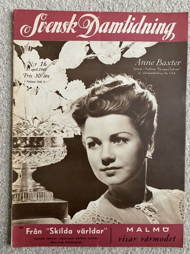 SVENSK DAMTIDNING magazine side cover Issue 16 21 April 1945