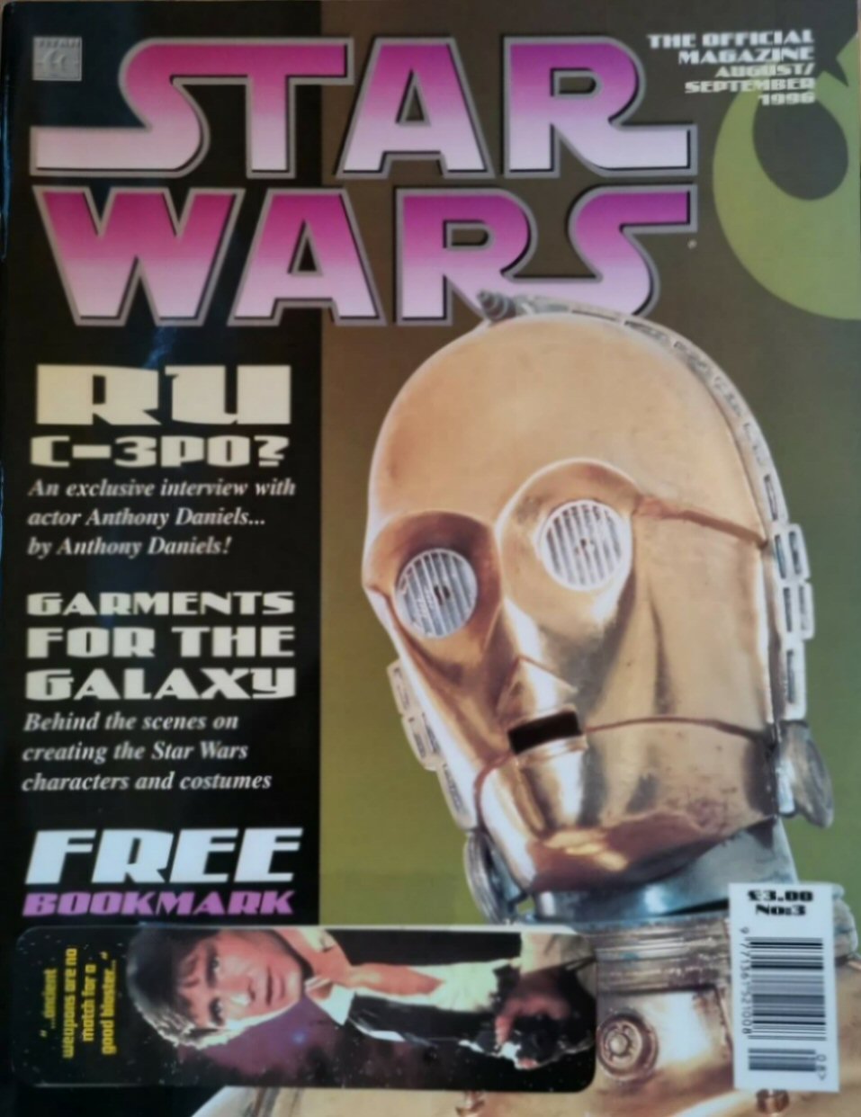 STAR WARS: THE OFFICIAL MAGAZINE magazine side cover Issue 3 August/September 1996