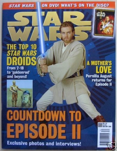 STAR WARS: THE OFFICIAL MAGAZINE magazine side cover Issue 34 August/September 2001