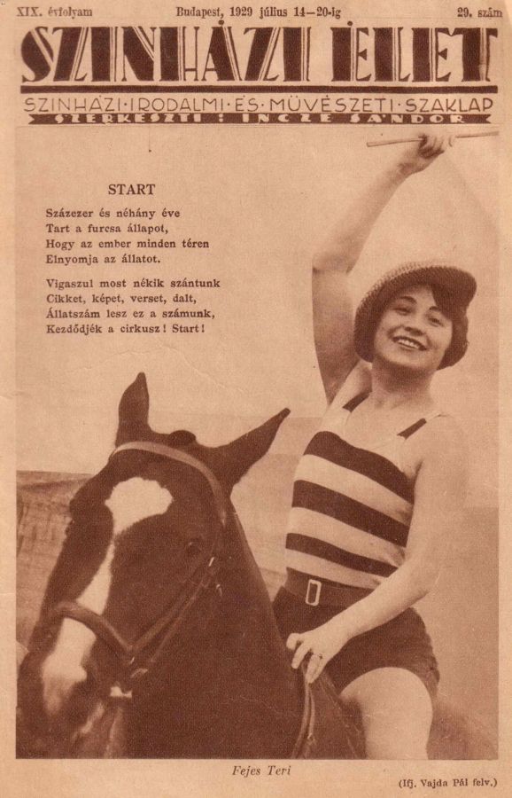 SZINHAZI ELET magazine side cover 14 July 1929