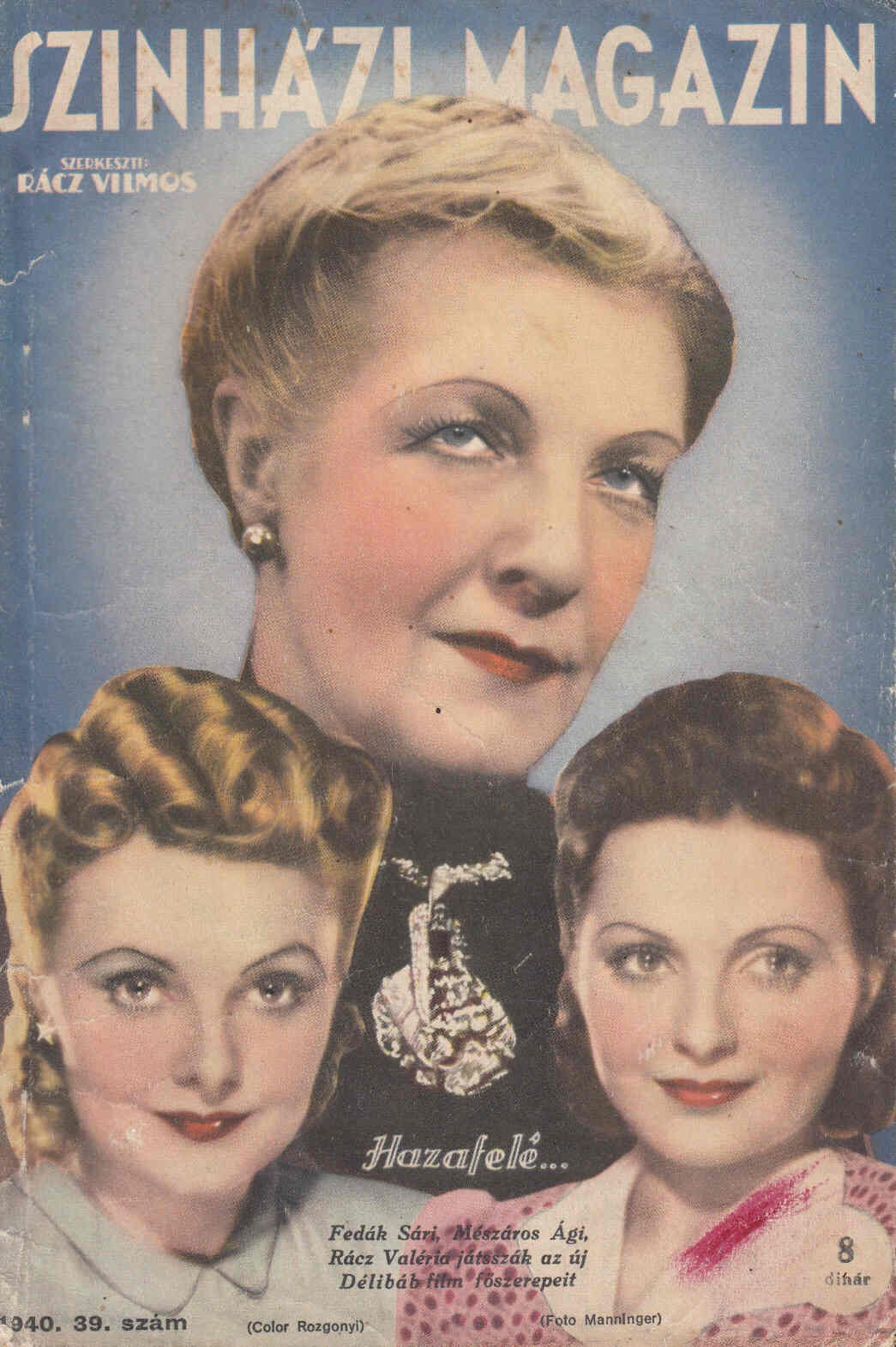 SZINHAZI ELET magazine side cover Issue 39  1940