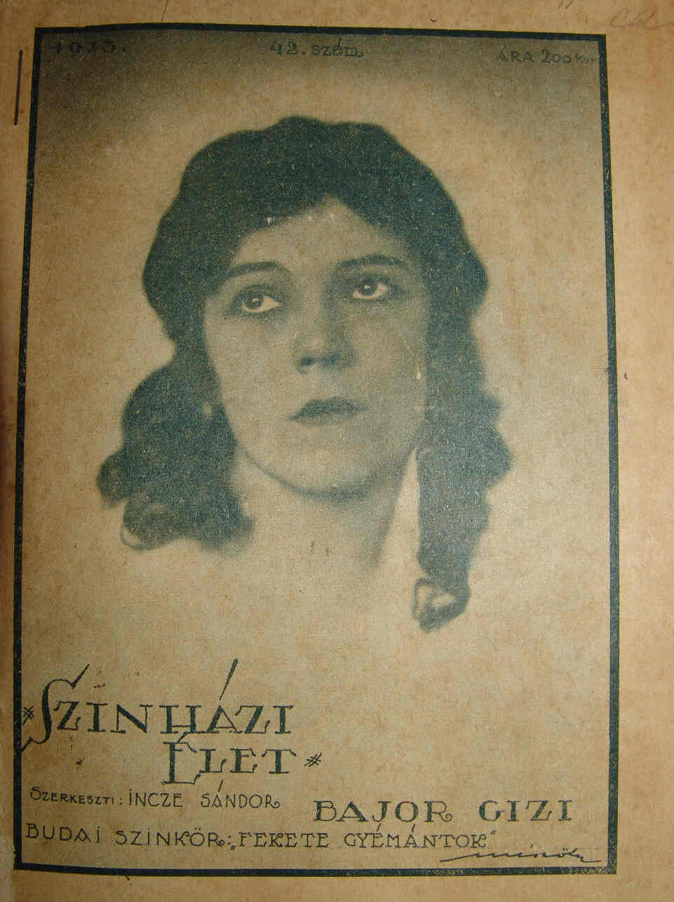 SZINHAZI ELET magazine side cover Issue 42  1923