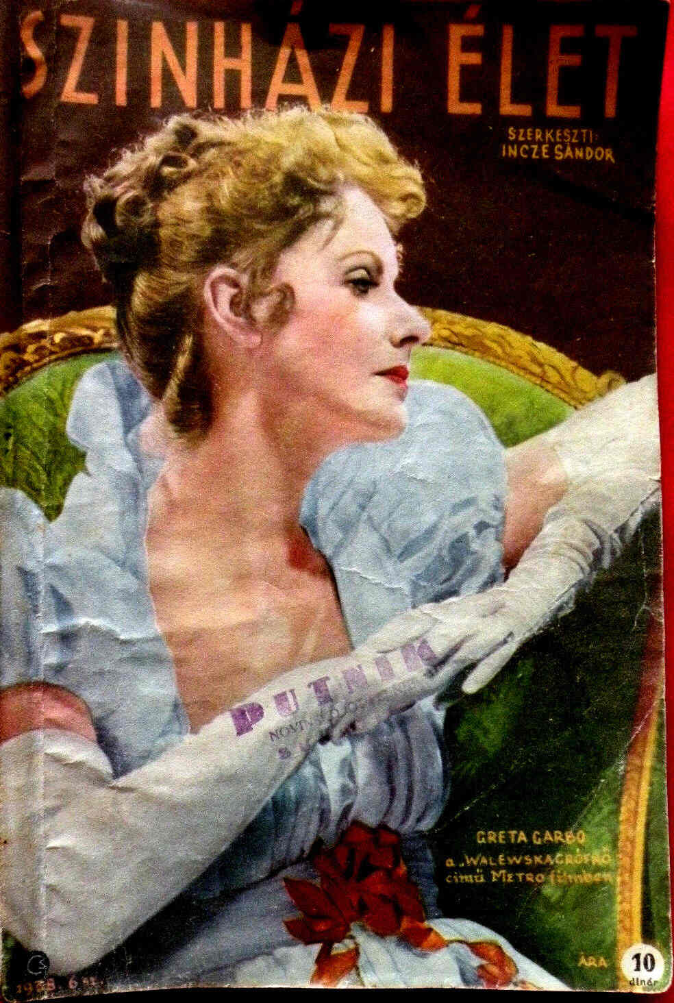 SZINHAZI ELET magazine side cover Issue 6  1938