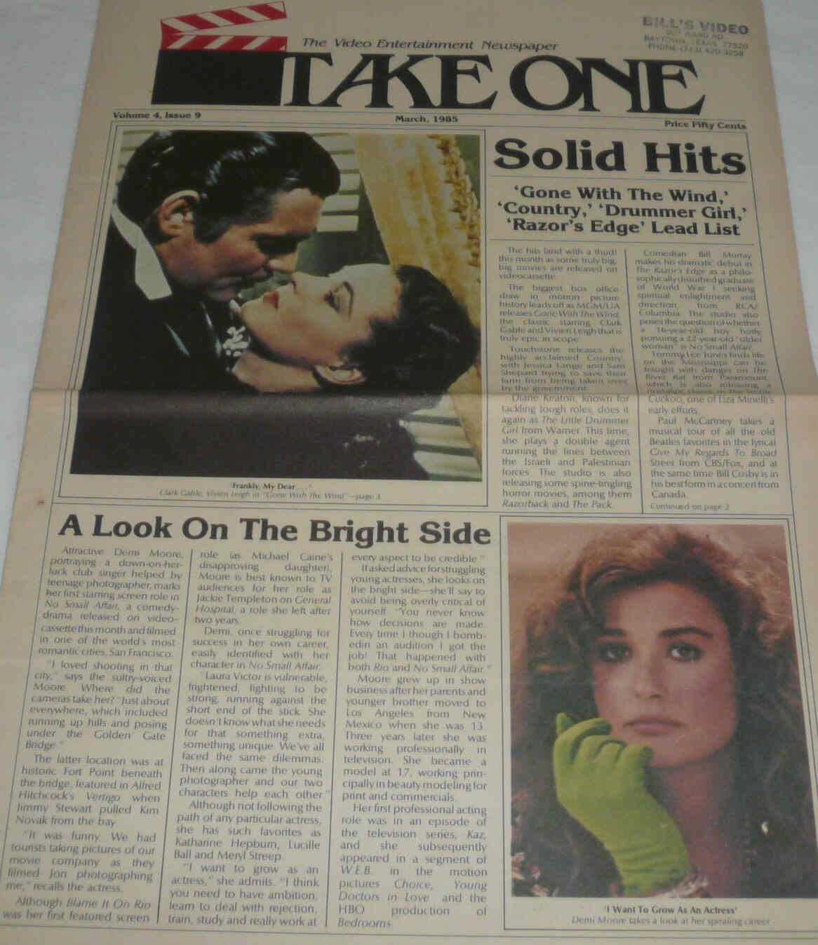 TAKE ONE (USA) magazine side cover March 1985