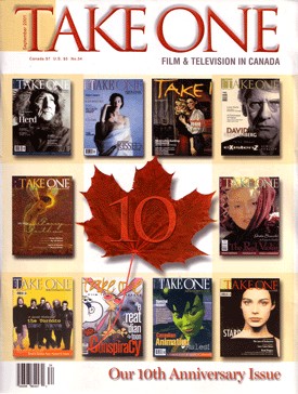 TAKE ONE (Toronto) magazine side cover Issue 34 September 2001
