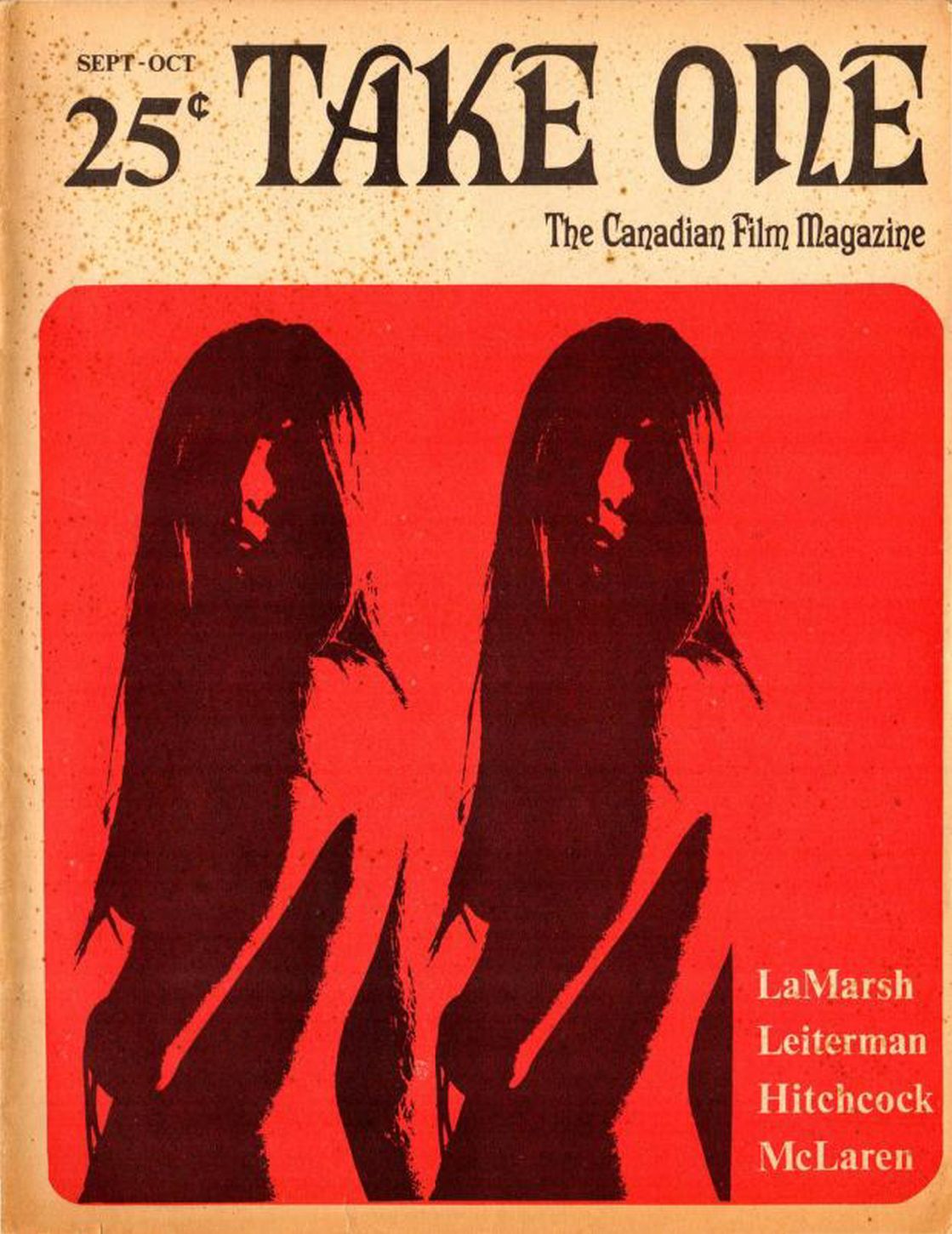 TAKE ONE (Montreal) magazine side cover Issue 1  Vol 1 # 1 September 1966