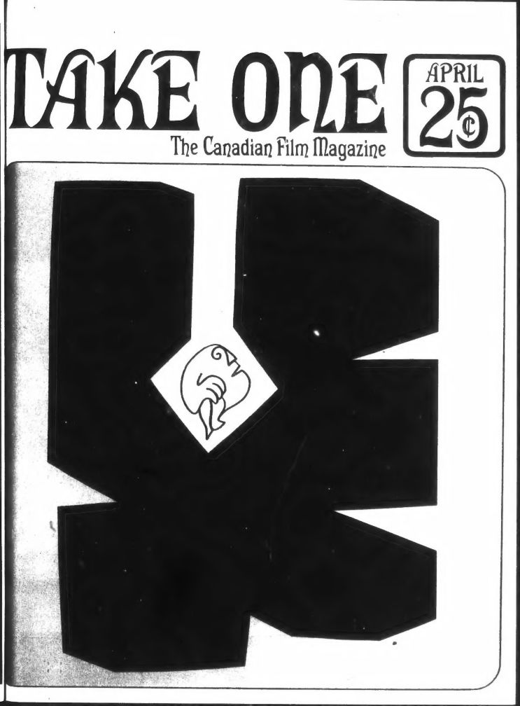 TAKE ONE (Montreal) magazine side cover Issue 4  Vol 1 # 4 April 1967