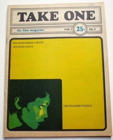 TAKE ONE (Montreal) magazine side cover Issue 17  Vol 2 # 5 May 1970