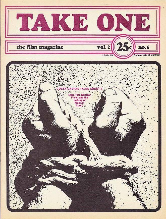 TAKE ONE (Montreal) magazine side cover Issue 18  Vol 2 # 6 July 1970