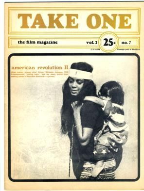 TAKE ONE (Montreal) magazine side cover Issue 19  Vol 2 # 7 September/October 1970