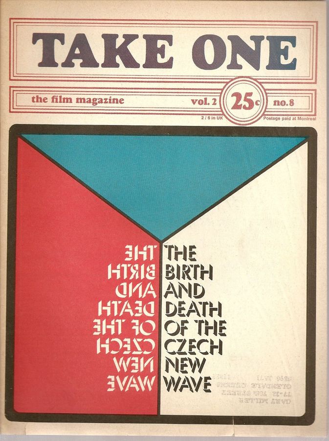 TAKE ONE (Montreal) magazine side cover Issue 20  Vol 2 # 8 November 1970