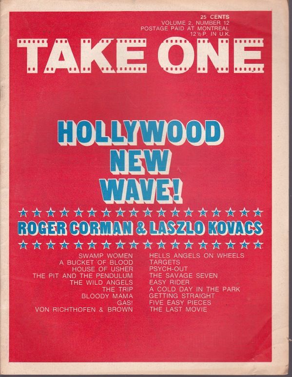 TAKE ONE (Montreal) magazine side cover Issue 24  Vol 2 # 12 October 1971