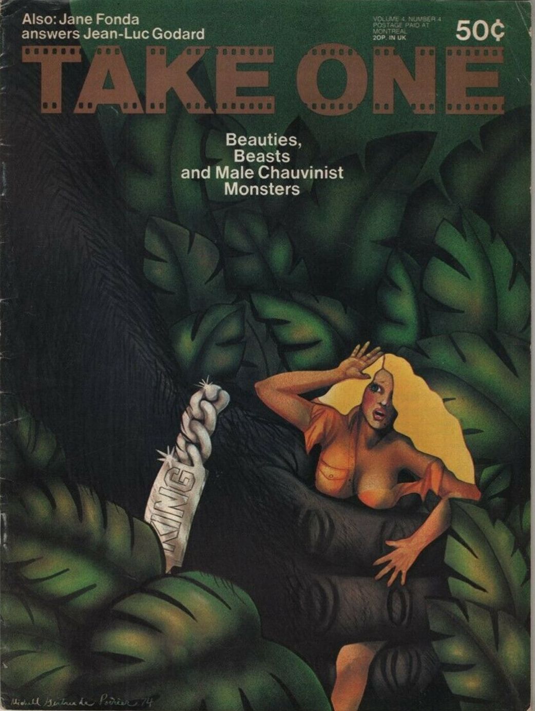 TAKE ONE (Montreal) magazine side cover Issue 40  Vol 4 # 4 July 1974
