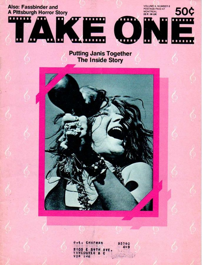 TAKE ONE (Montreal) magazine side cover Issue 42  Vol 4 # 6 November 1974