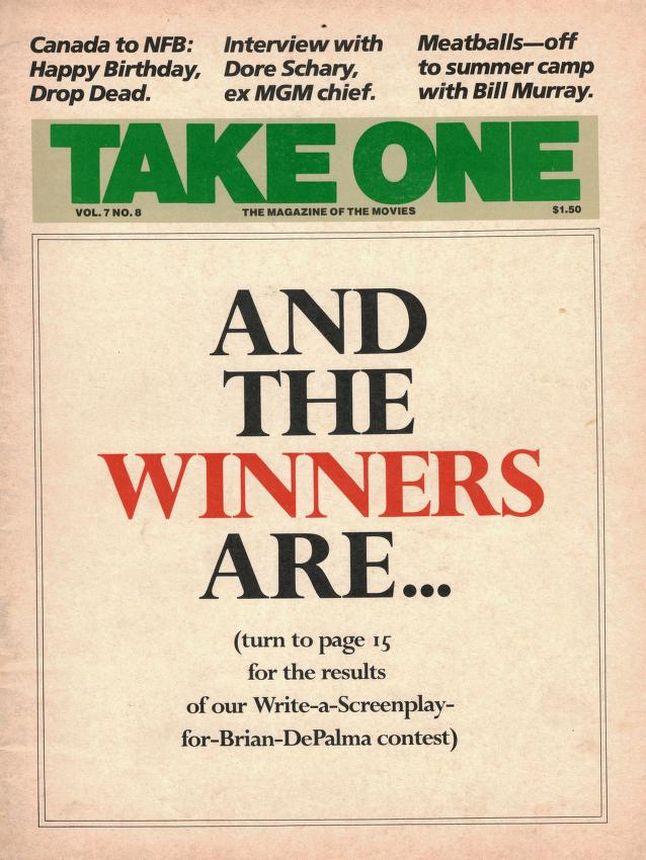 TAKE ONE (Montreal) magazine side cover Issue 80  Vol 7 # 8 July 1979