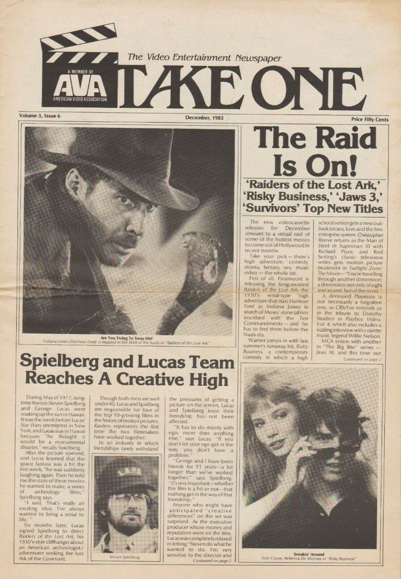 TAKE ONE (USA) magazine side cover  Vol 3 No  6  December 1983