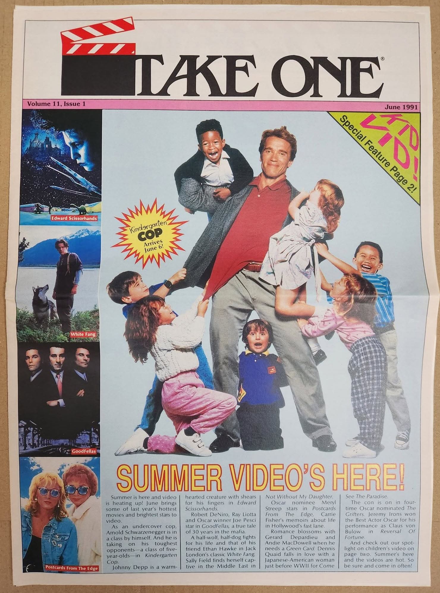 TAKE ONE (USA) magazine side cover  Vol 11 No  1  June 1991