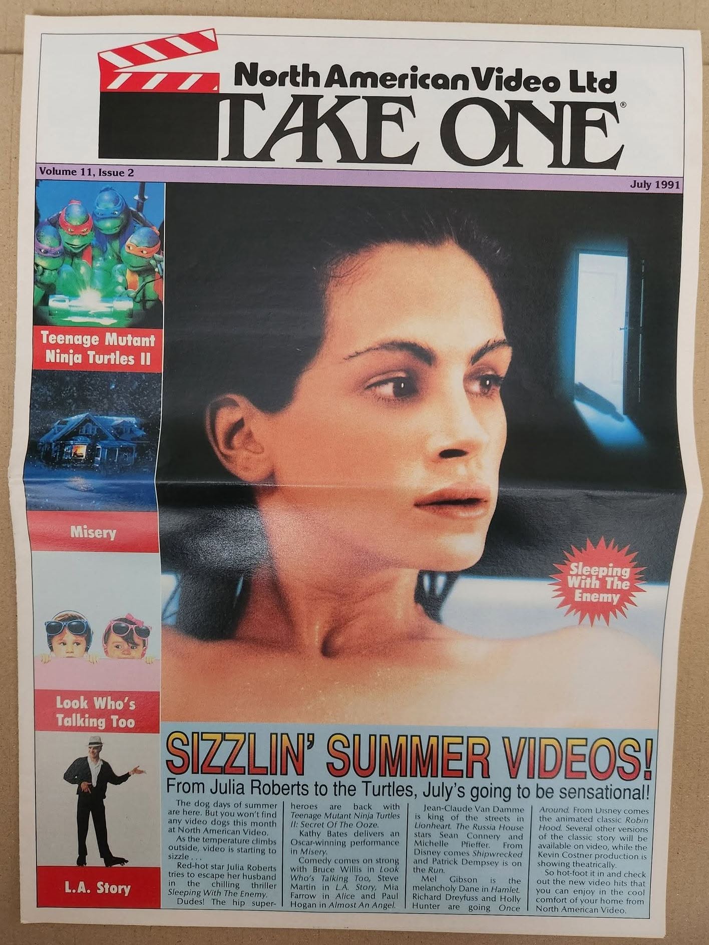 TAKE ONE (USA) magazine side cover  Vol 11 No  2  July 1991