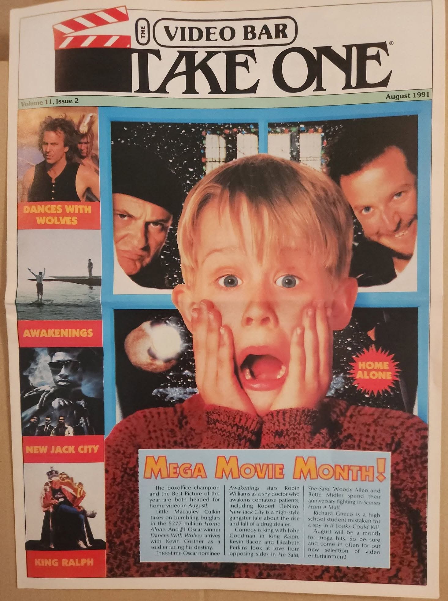 TAKE ONE (USA) magazine side cover  Vol 11 No  3  August 1991