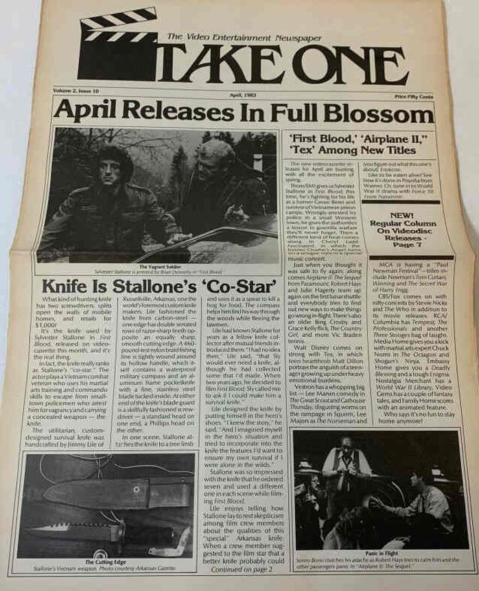 TAKE ONE (USA) magazine side cover  April 1983