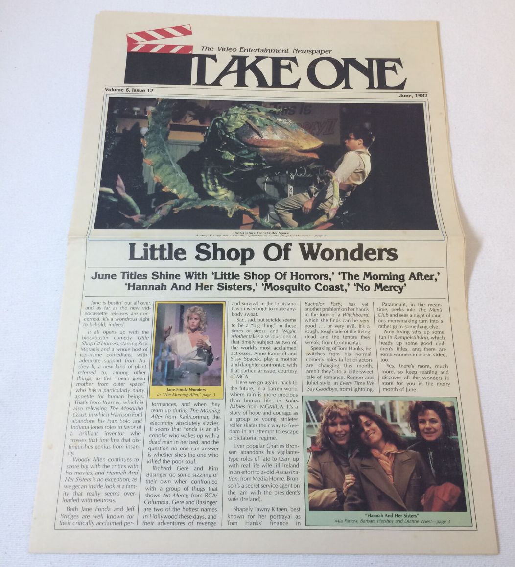 TAKE ONE (USA) magazine side cover  Vol 6 No  12  June 1987